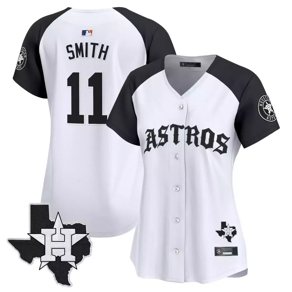 Smith 11 Astros Jersey White Houston Texas Star Women Raglan Black Vapor Premier