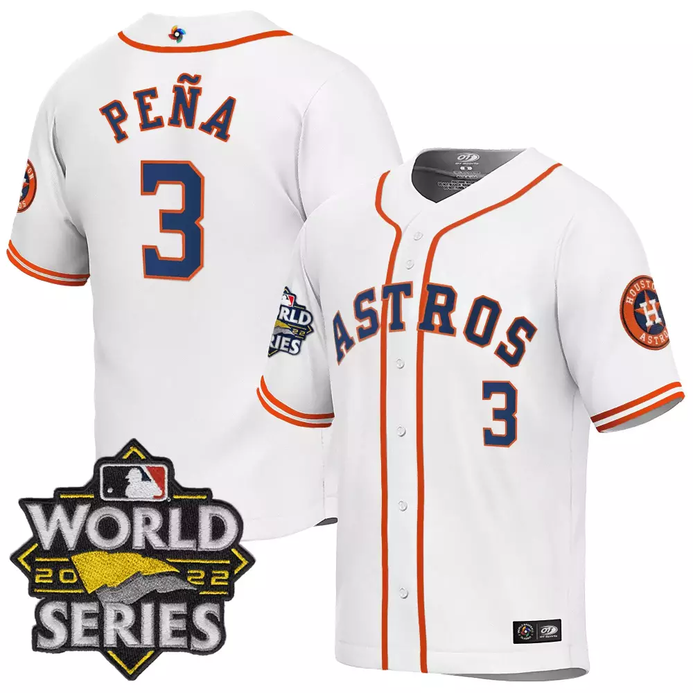 Jeremy Pena 3 Astros Jersey White World Series 2022 Men Orange Blue All Stitched