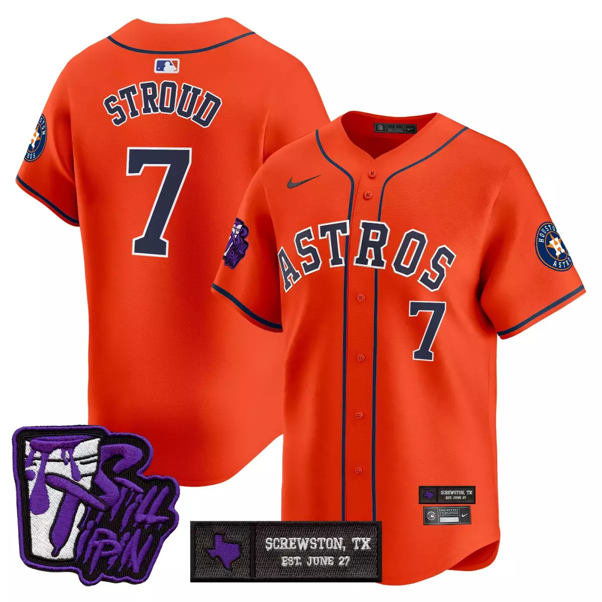 Stroud Dj 7 Astros Jersey Orange City Connect Screwston Tx June 27 Purple Drip Men