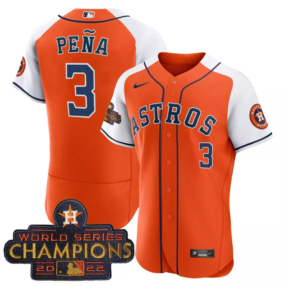 Jeremy Pena 3 Astros Jersey Orange World Series Champions 2022 Men White Navy All