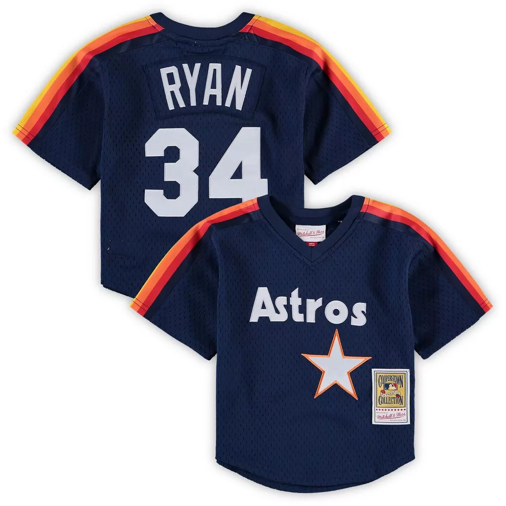 Nolan Ryan 34 Astros Jersey Navy Cooperstown Collection Mitchell Ness Orange Yellow