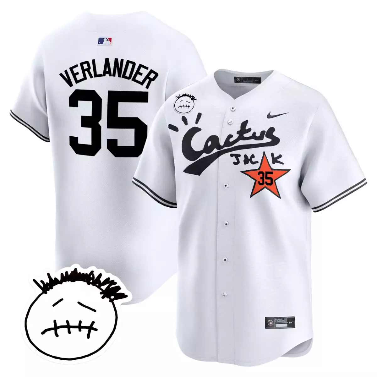 Justin Verlander 35 Astros Jersey White Cactus Jack Men Black Vapor Premier Limited