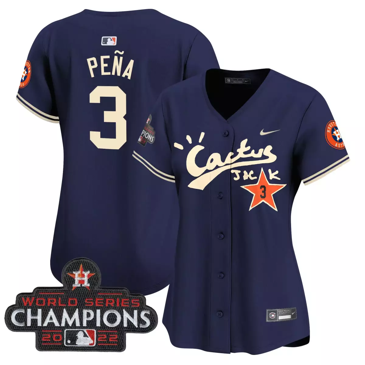 Jeremy Pena 3 Houston Astros Jersey Navy Cactus Jack World Series Champions 2022