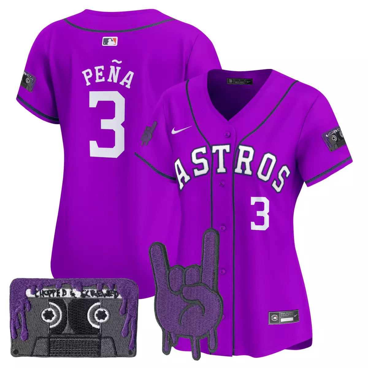 Pena Dj 3 Astros Jersey Purple Houston Nights Cassette Tape Rock Hand Men Alternate