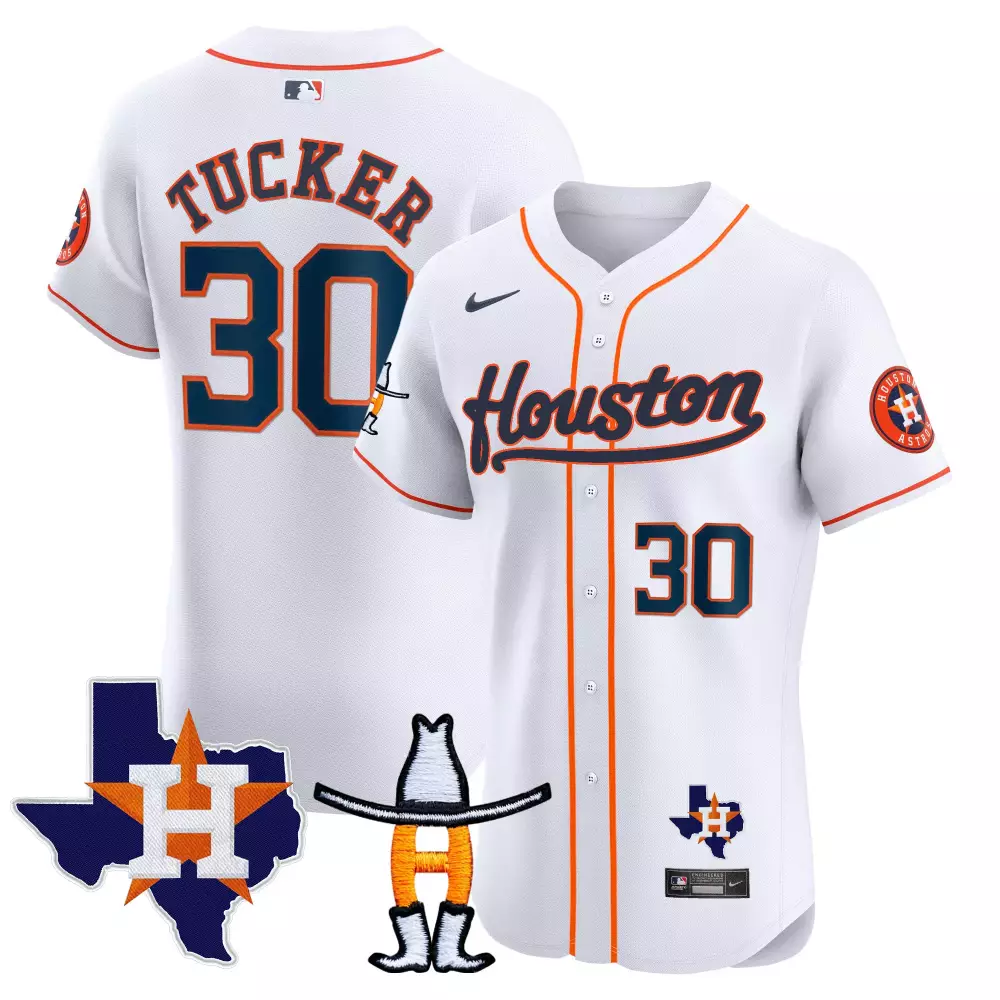 Kyle Tucker 30 Houston Astros Jersey White City Connect Texas Star Cowboy Hat 'h'