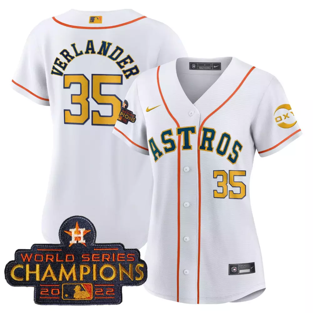 Justin Verlander 35 Astros Jersey White World Series Champions 2022 Pions Men Orange