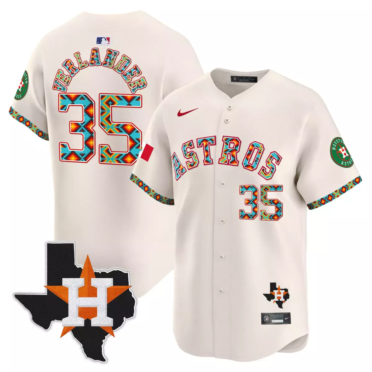 Verlander Mexico 35 Astros Jersey Cream City Connect Houston Texas Men Alternate