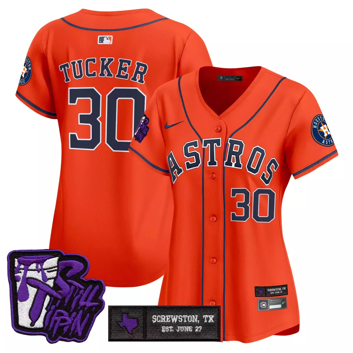 Tucker Dj 30 Astros Jersey Orange City Connect Still Tippin Screwston, Tx June 27