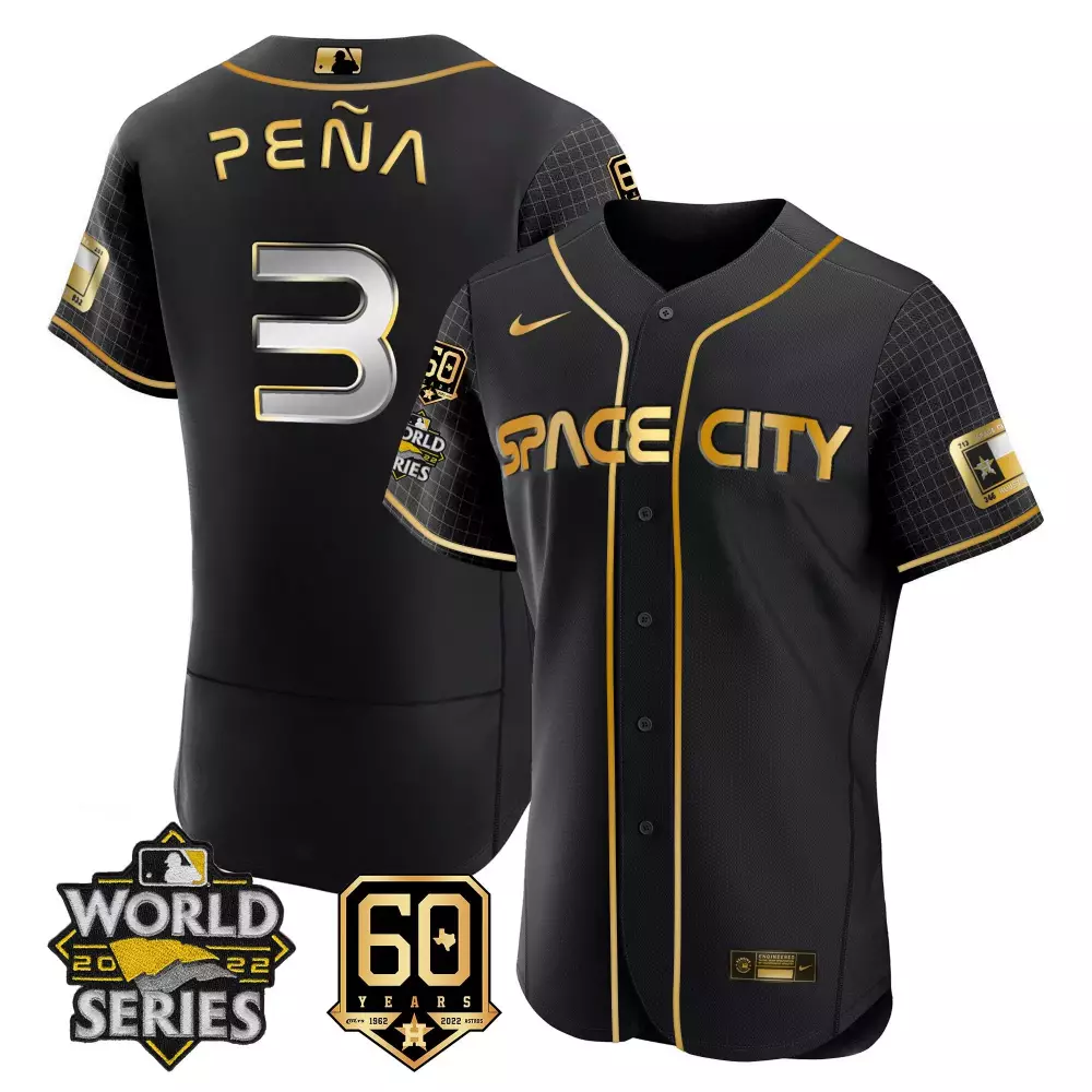 Jeremy Pena 3 Space City Jersey Black World Series 2022 60 Years 1962-2022 Astros
