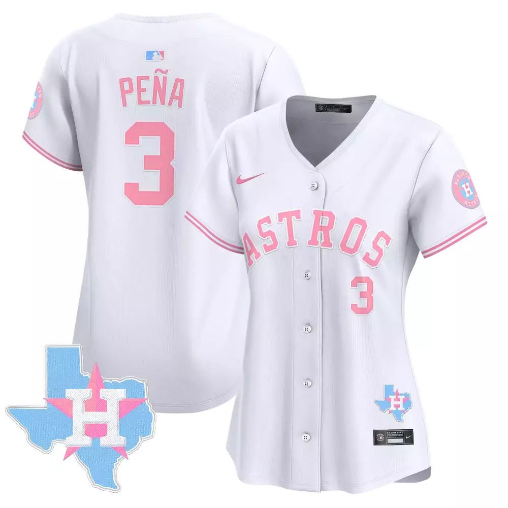 Jeremy Pena 3 Astros Jersey White Breast Cancer Awareness Houston Texas Women Alternate