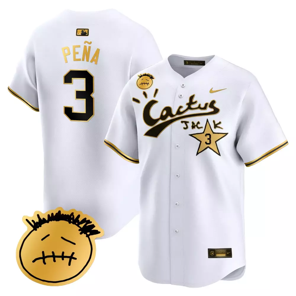 Jeremy Pena 3 Houston Astros Jersey White Cactus Jack Men Black Gold All Stitched