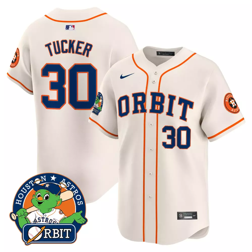 Kyle Tucker 30 Houston Astros Jersey White Orbit Mascot 'h' 2024 Orange Blue All
