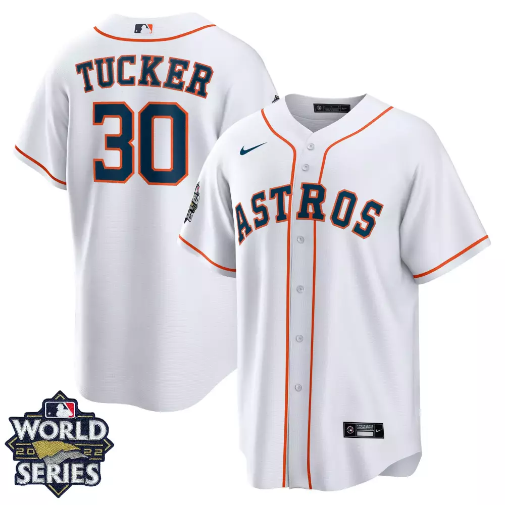 Kyle Tucker 30 Astros Jersey White World Series 2022 Men Orange Navy All Stitched