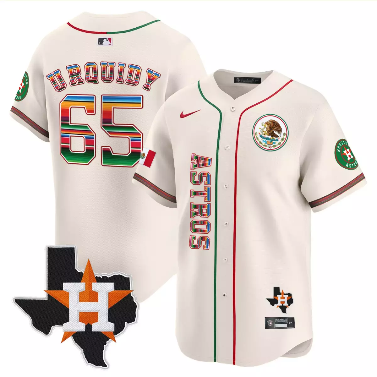 Urquidy Mexico 65 Astros Jersey Cream Day Of The Dead Flag Houston Star Men Split