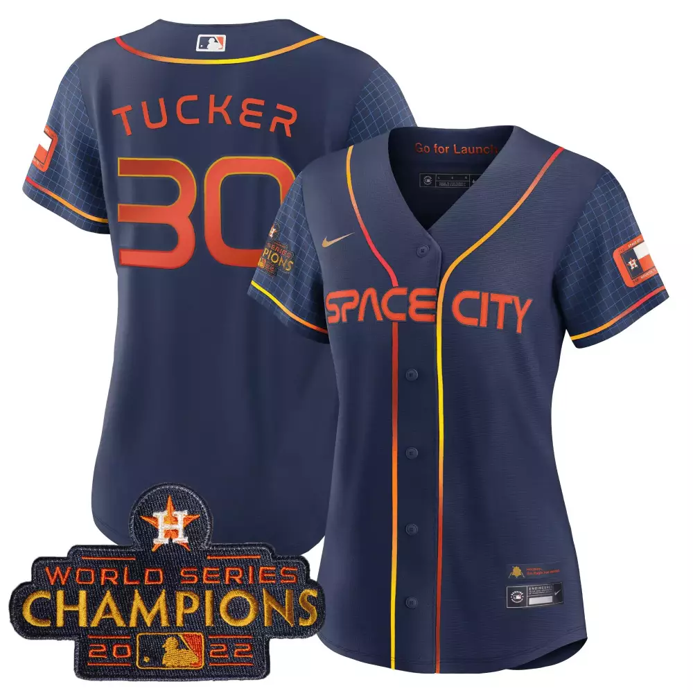 Tucker Space 30 Houston Astros Jersey Navy Blue City World Series Champions 2022
