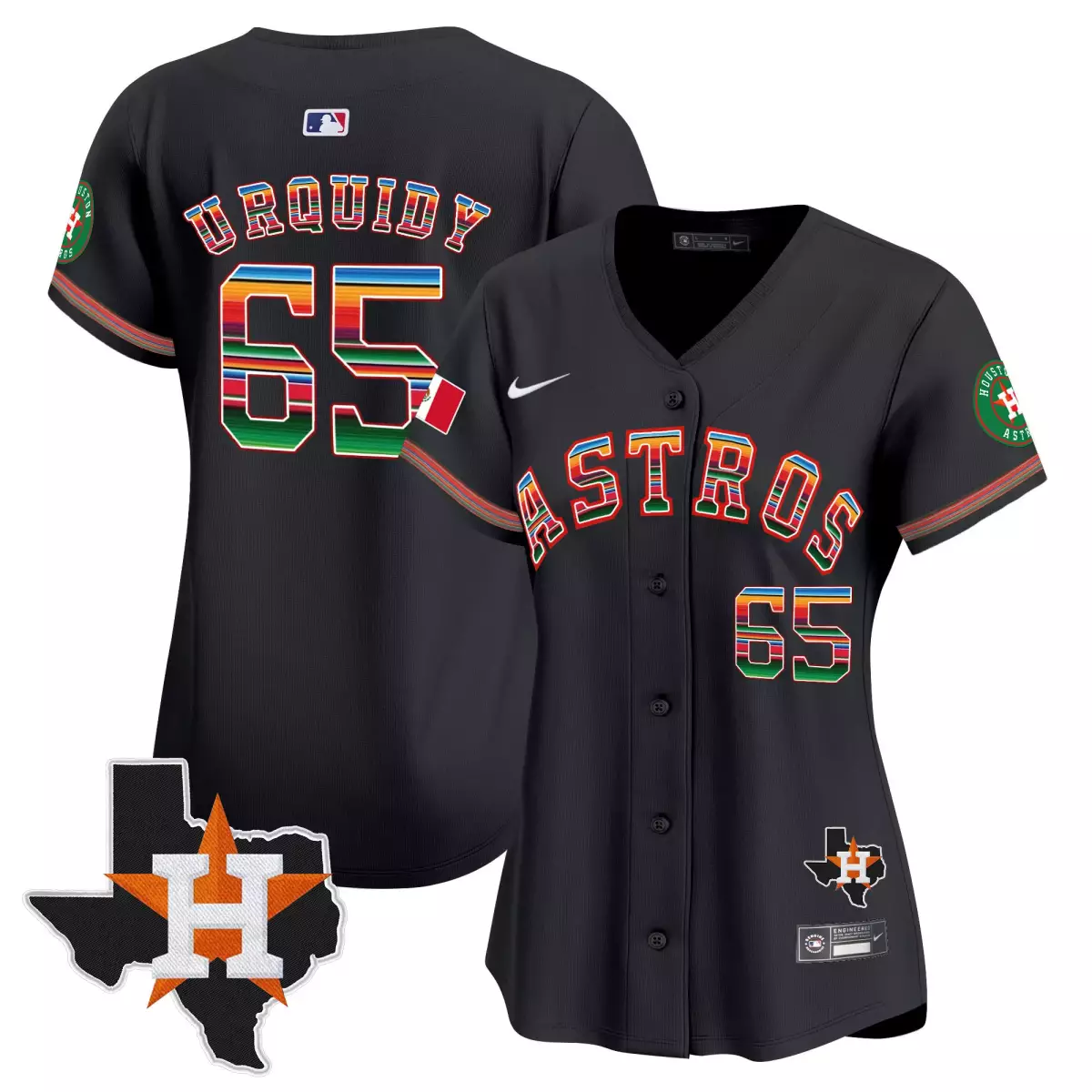 Urquidy Mexico 65 Astros Jersey Black City Connect Houston Texas 2023 Men Alternate