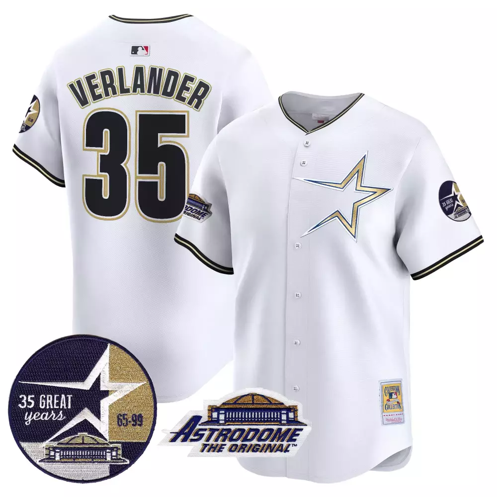 Pinstripe Astrodome 35 Astros Jersey White Original Great Years Men Gold Navy All