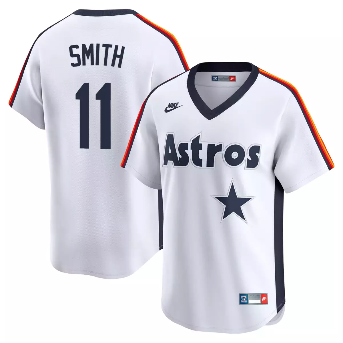 Cam Smith 11 Astros Jersey White Men Navy Blue Orange Yellow Throwback Vapor Premier