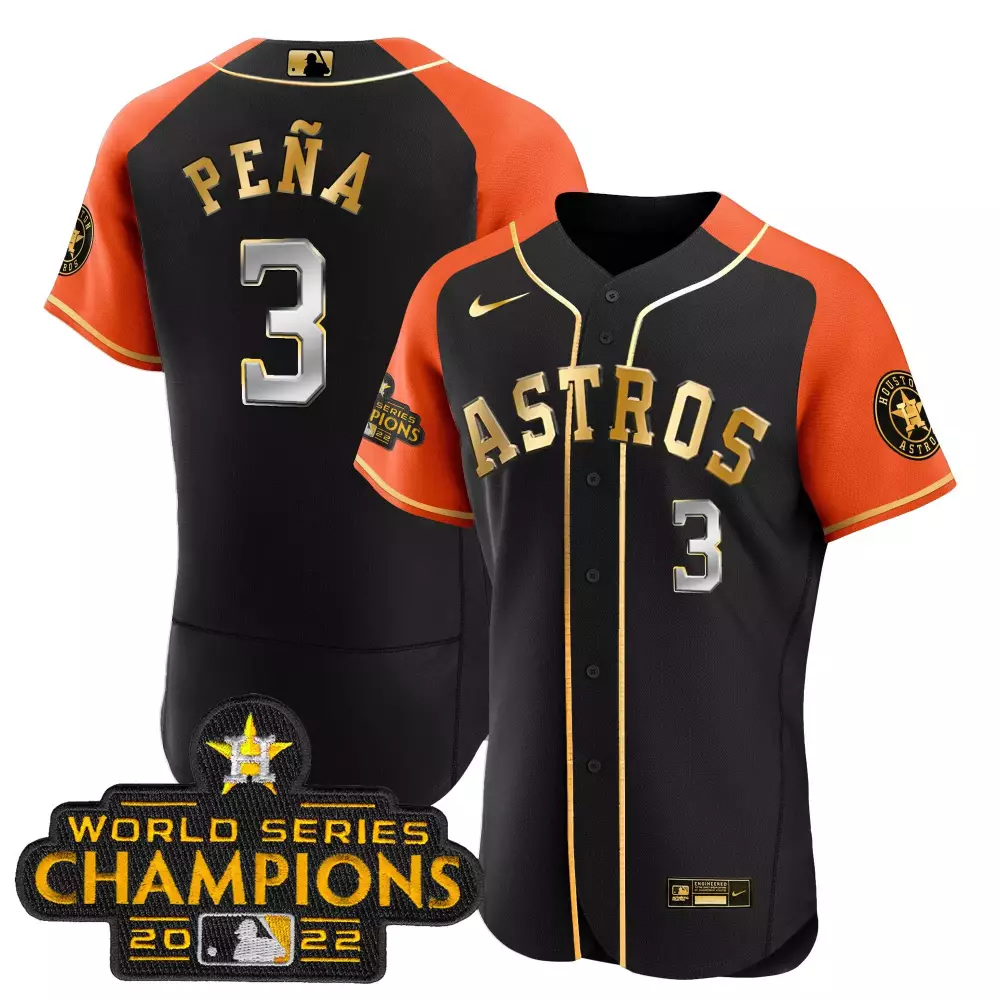 Jeremy Pena 3 Astros Jersey Black World Series Champions 2022 Men Alternate Split Design