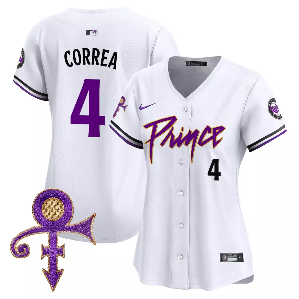 Correa Prince 4 Minnesota Twins Jersey White Symbol Men Purple Black All Stitched