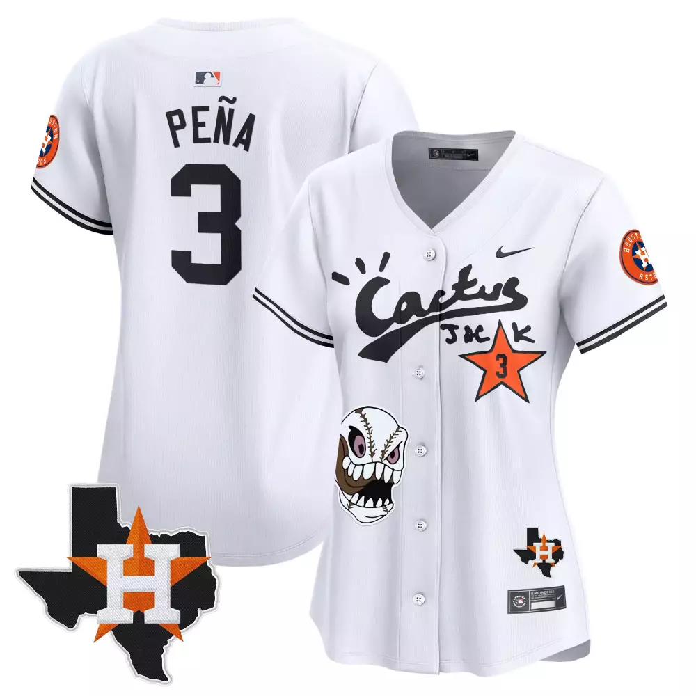 Jeremy Pena 3 Houston Astros Jersey White Cactus Jack Texas 2023 Men Black Orange