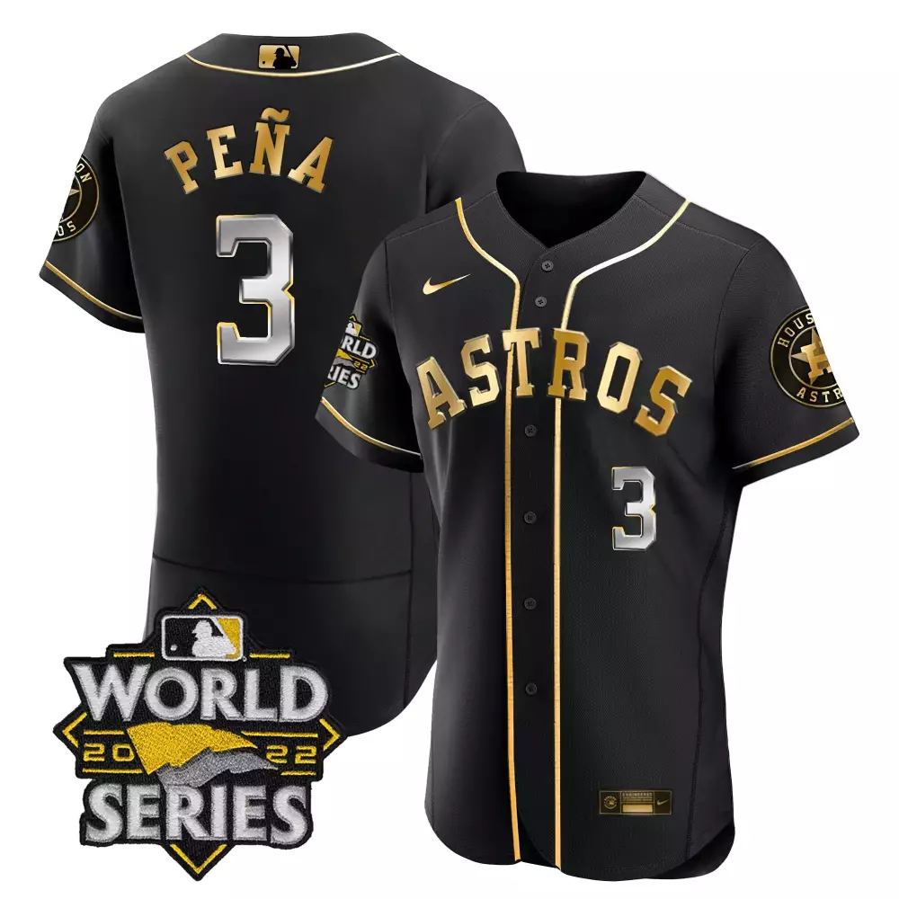 Jeremy Pena 3 Astros Jersey Black World Series 2022 Men Gold Silver All Stitched