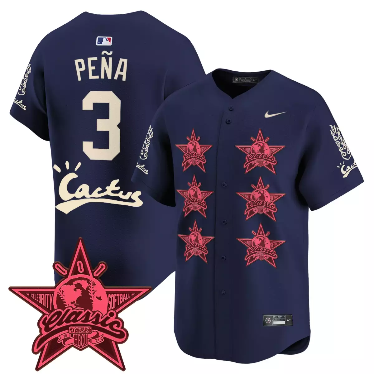 Jeremy Pena 3 Houston Astros Jersey Navy Blue Cactus Jack Classic 2023 Men Custom Design
