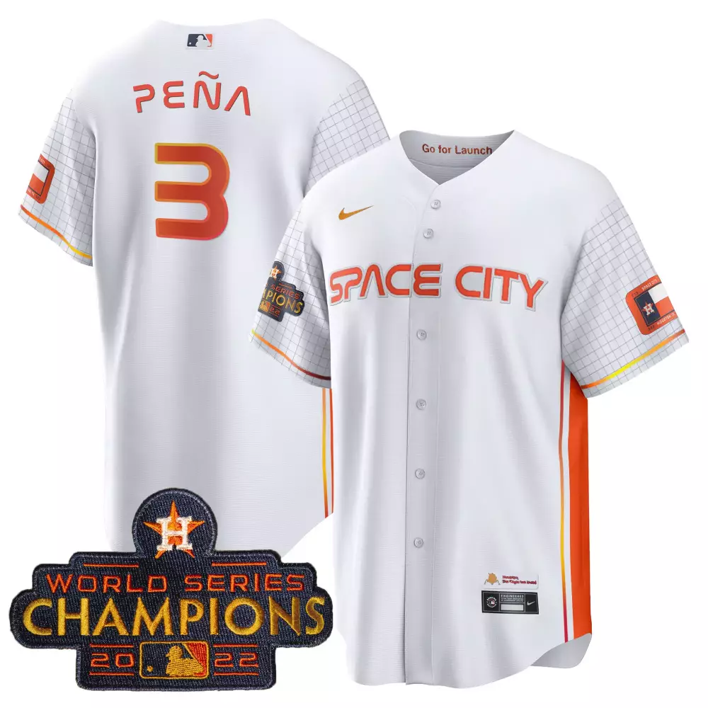 Jeremy Pena 3 Houston Astros Jersey White Space City World Series Champions 2022