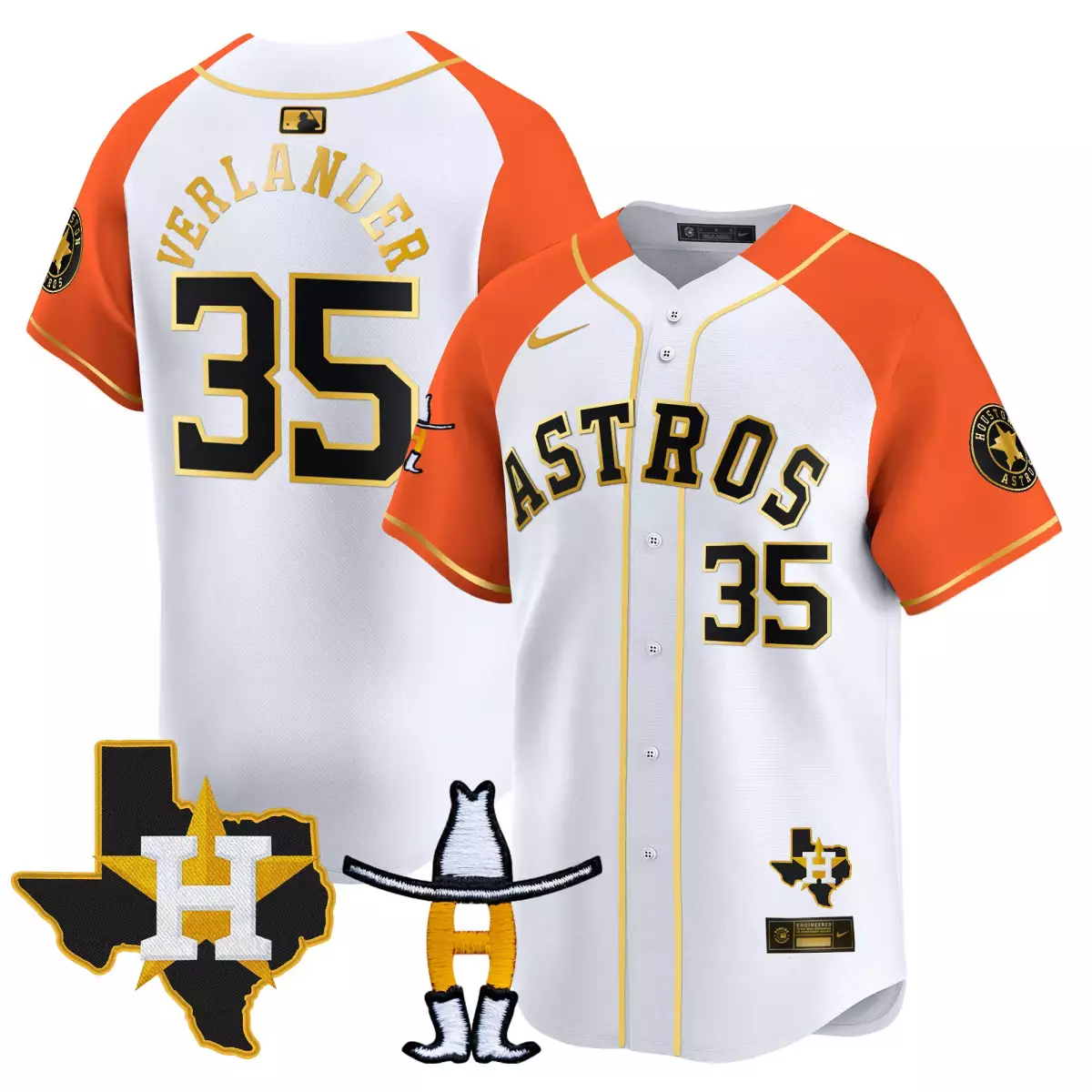 Justin Verlander 35 Astros Jersey White City Connect Texas Star Cowboy Hat 2023 Men