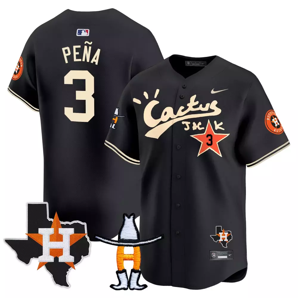 Jeremy Pena 3 Houston Astros Jersey Black Cactus Jack Men Orange Cream White All