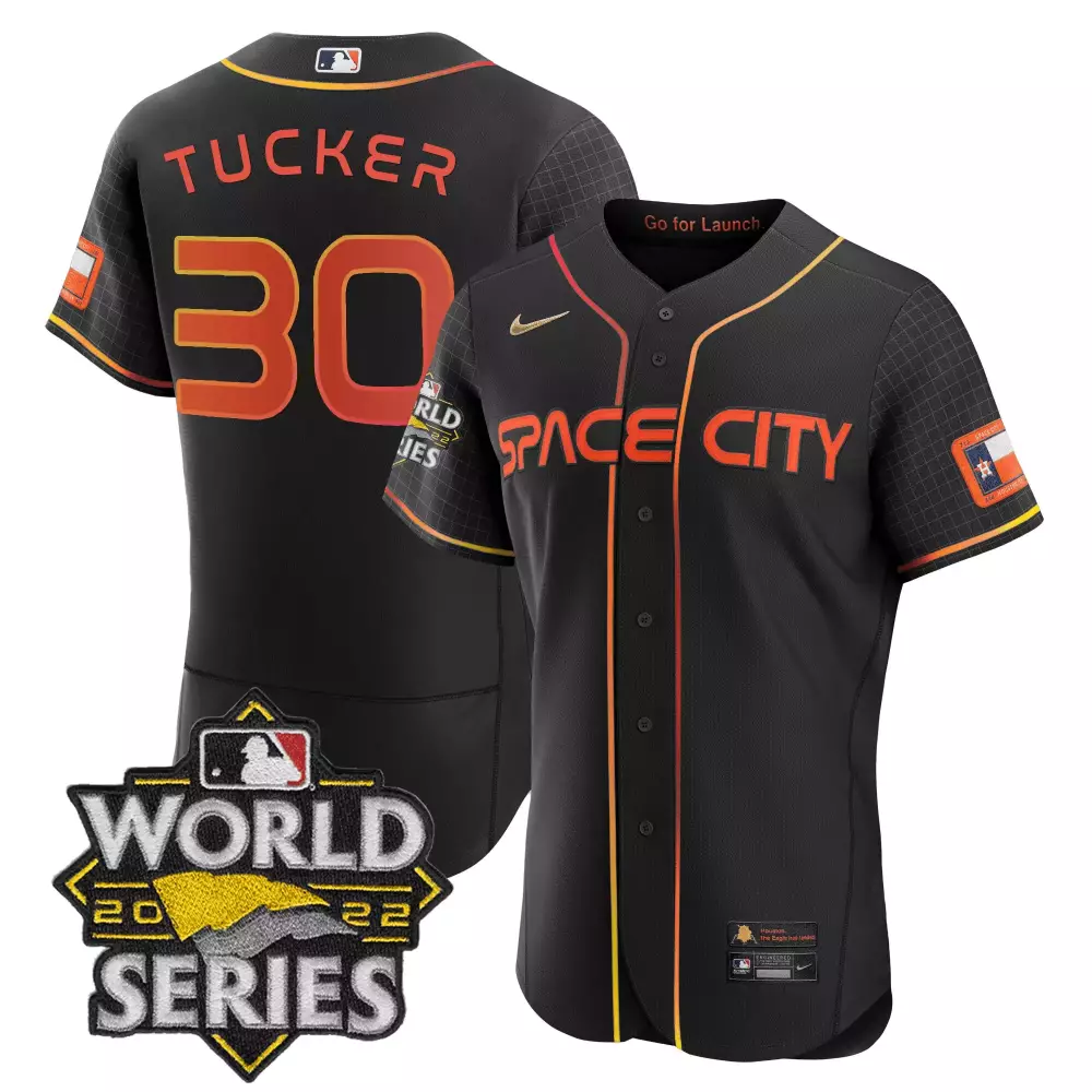 Kyle Tucker 30 Houston Astros Jersey Black World Series 2022 Men Alternate Orange