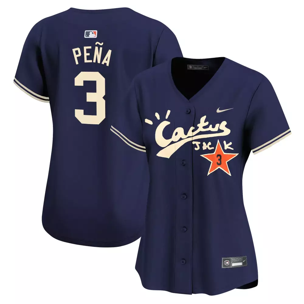 Jeremy Pena 3 Houston Astros Jersey Navy Cactus Jack Men Cream Orange All Stitched