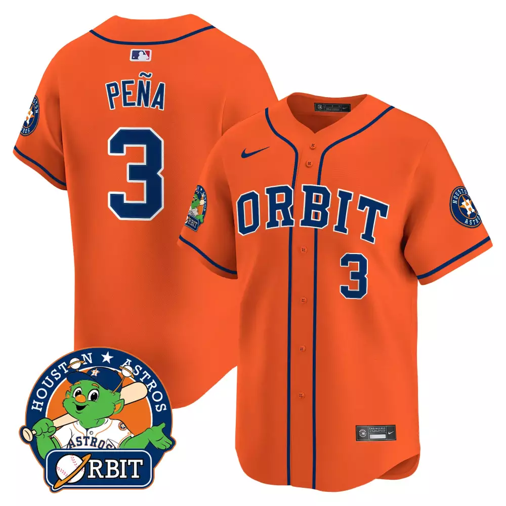 Jeremy Pena 3 Houston Astros Jersey Orange Team Orbit Mascot Men Blue All Stitched