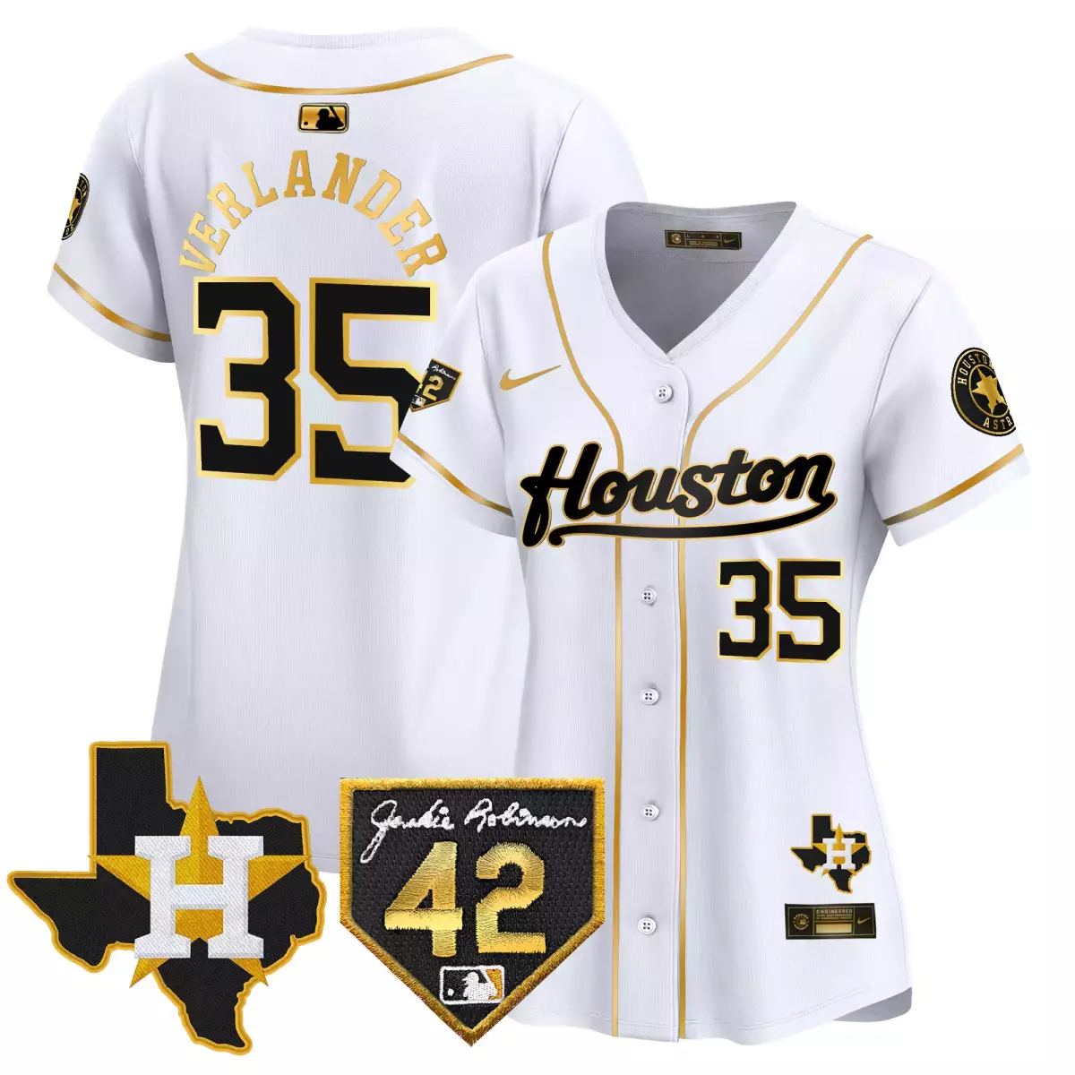 Justin Verlander 35 Jersey White Jackie Robinson Day Houston Astros Texas State 42