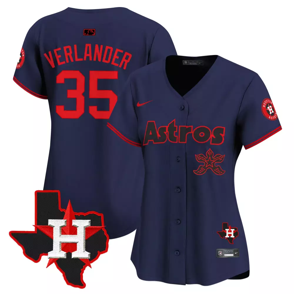 Justin Verlander 35 Astros Jersey Navy Houston Star Men Red Black Stitched