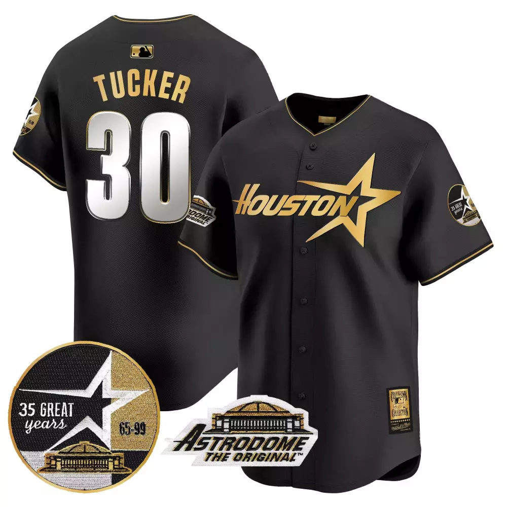 Kyle Tucker 30 Houston Astros Jersey Black Astrodome Men Gold Stitched Anniversary