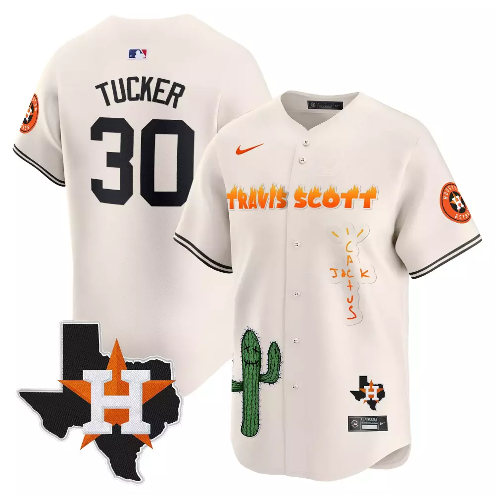 Kyle Tucker 30 Houston Astros Jersey Cream Cactus Jack Texas 2023 Men Alternate Custom Design