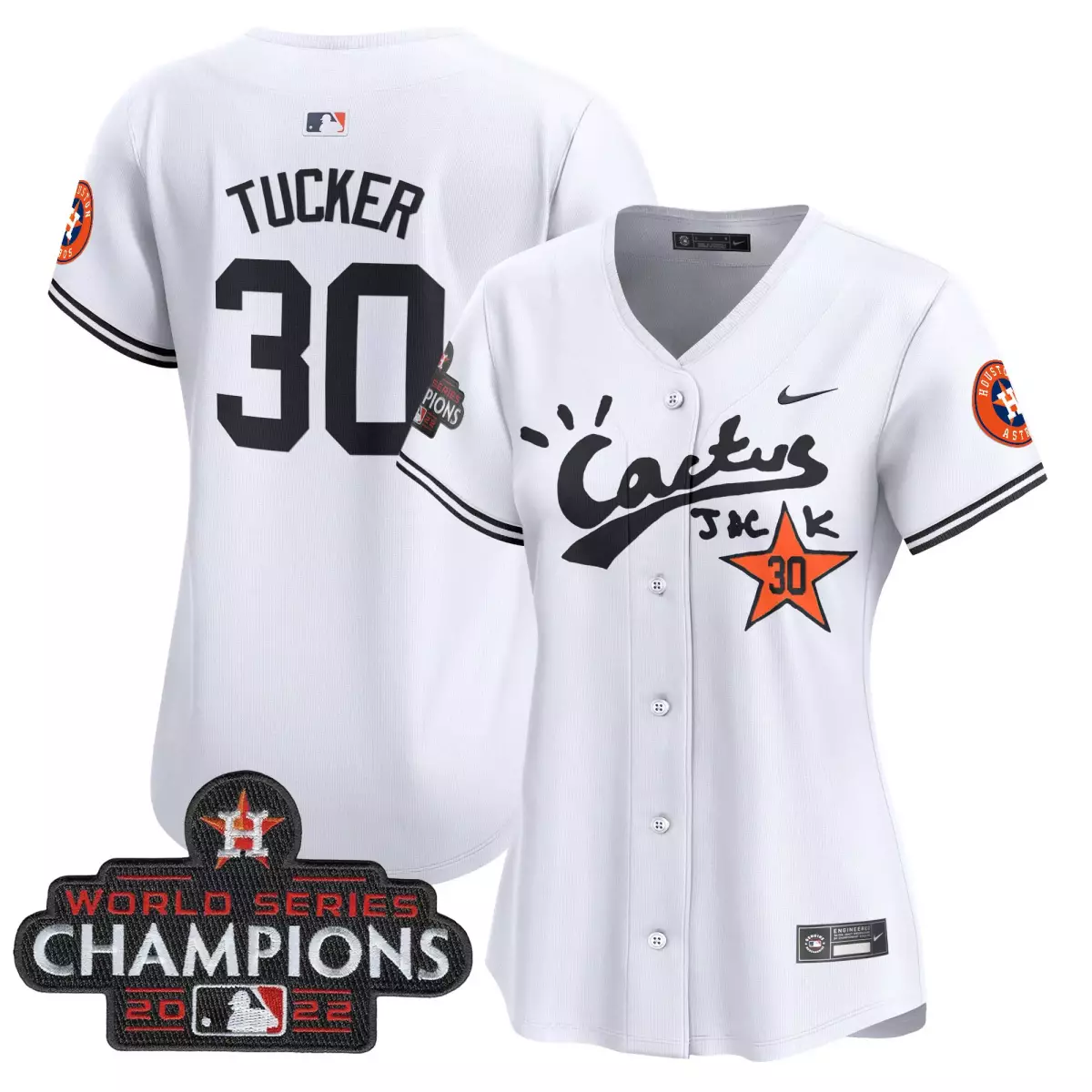 Kyle Tucker 30 Astros Jersey White World Series Champions 2022 Men Black Orange Vapor