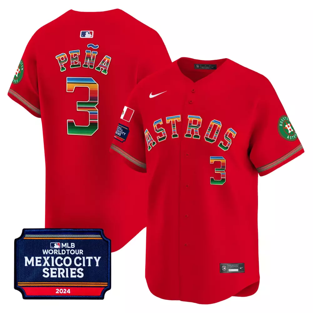 Jeremy Pena 3 Astros Jersey Red Mexico City Series Flag Houston 2024 Men Custom Design