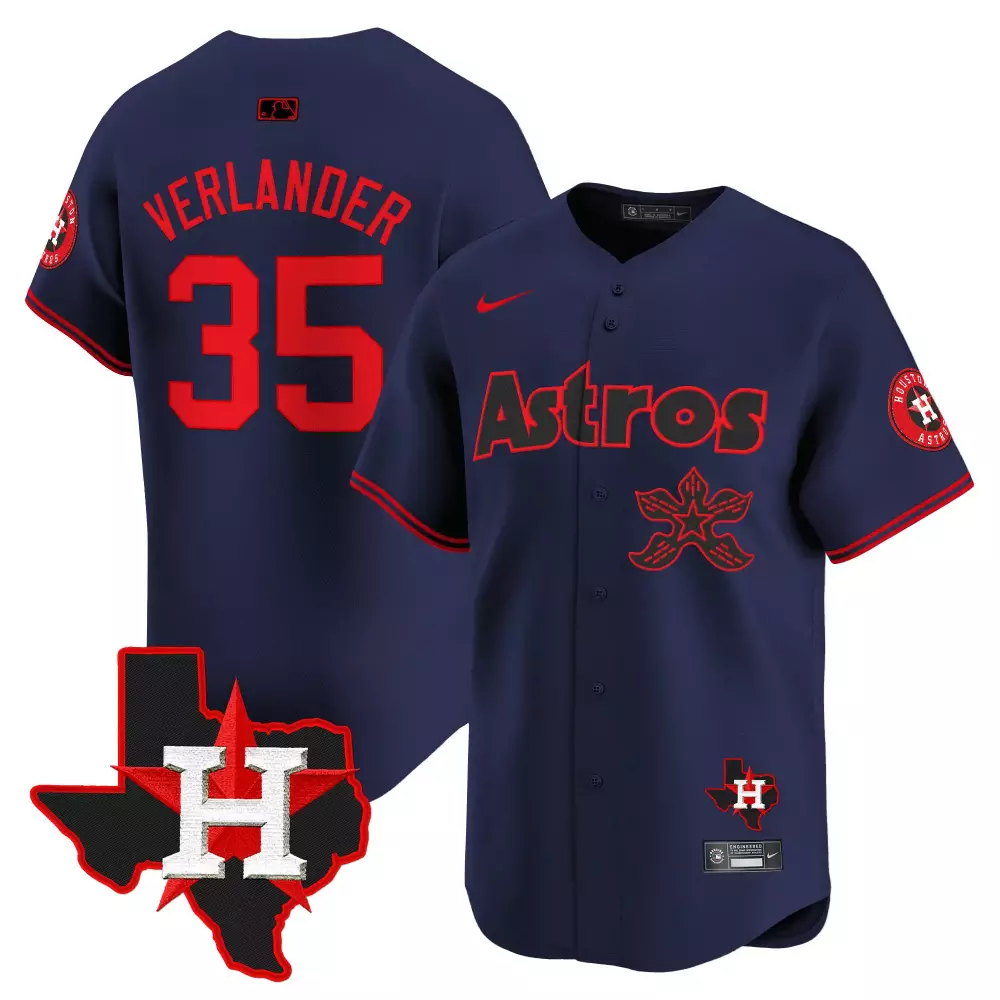 Justin Verlander 35 Astros Jersey Navy City Connect Texas Star Men Red Black All