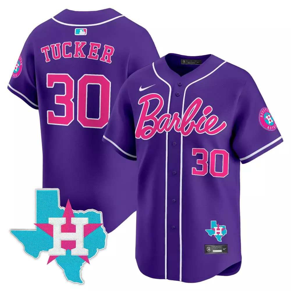 Bergman Barbie 30 Houston Astros Jersey Purple Texas State 2024 Men Alternate Pink
