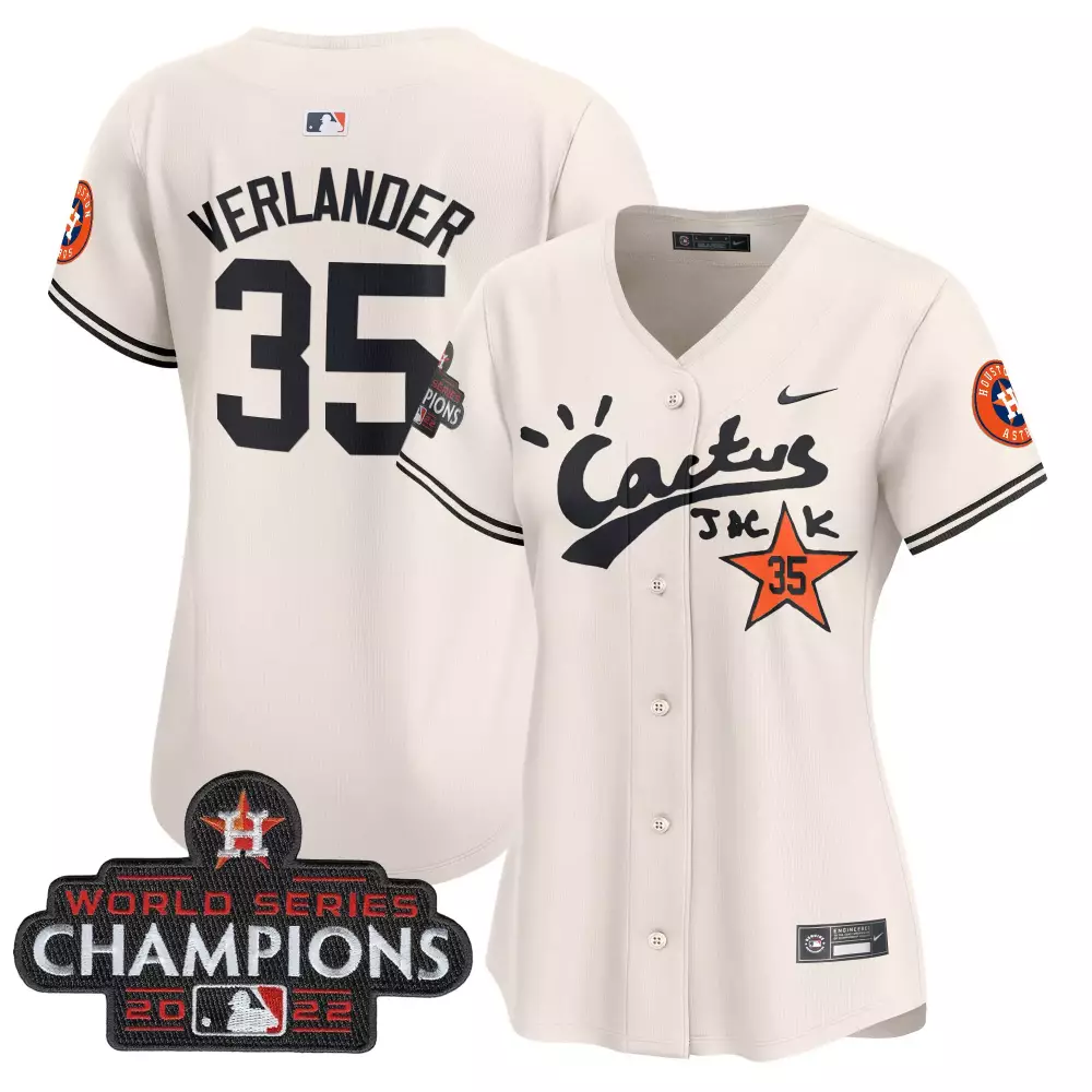 Justin Verlander 35 Jersey Cream Cactus Jack Houston Astros World Series Champions 2022