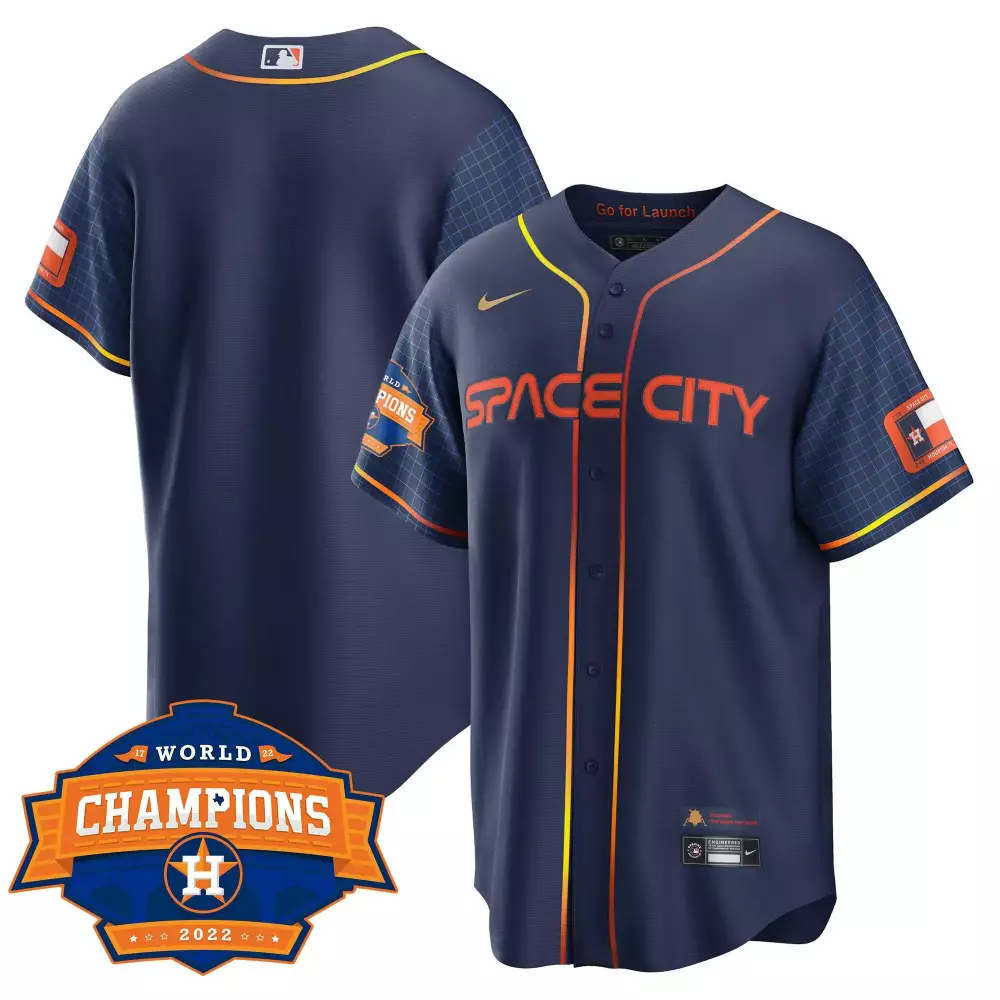 Alex Bregman 2 Houston Astros Jersey Navy Space City World Champions 2022 Men Split Design