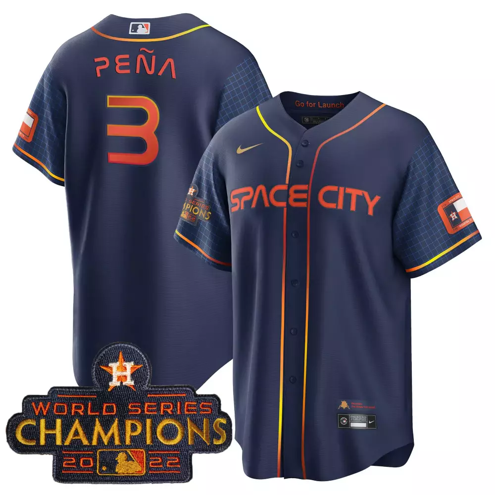 Jeremy Pena 3 Houston Astros Jersey Navy Space City World Series Champions 2022 Men