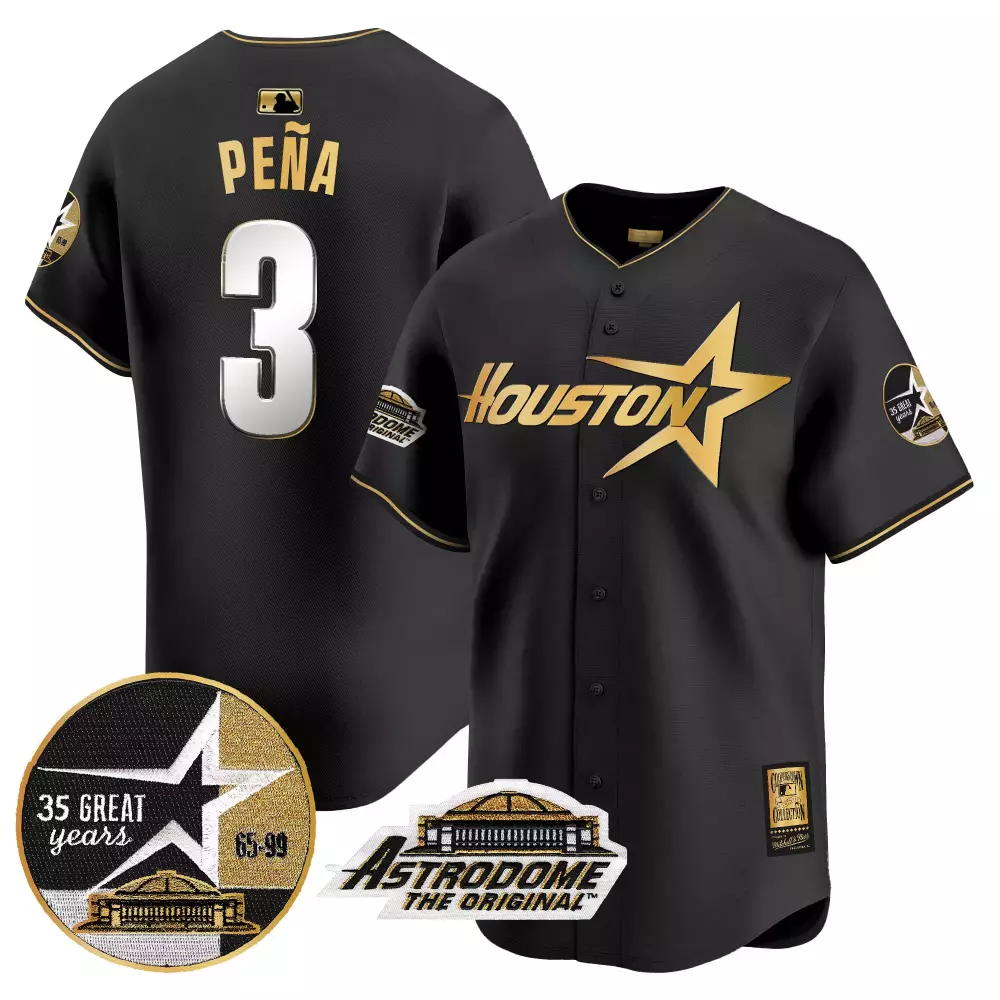 Jeremy Pena 3 Houston Astros Jersey Black Astrodome 35 Great Years Original Men Gold