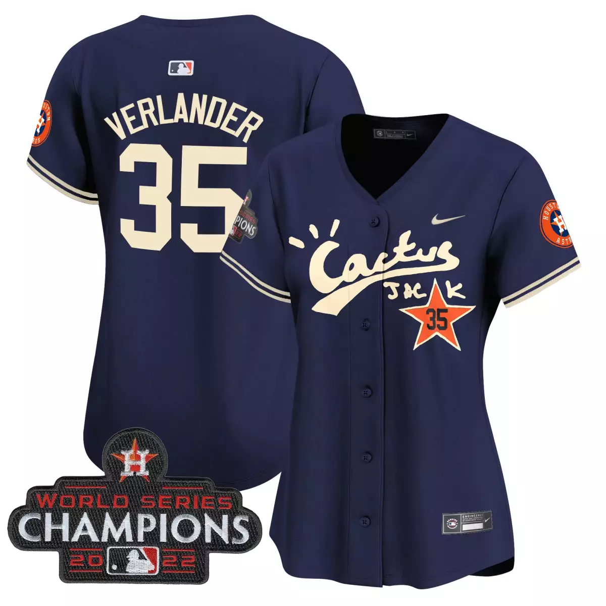 Greinke Kc 35 Astros Jersey Navy Cactus Jack World Series Champions 2022 Men Cream