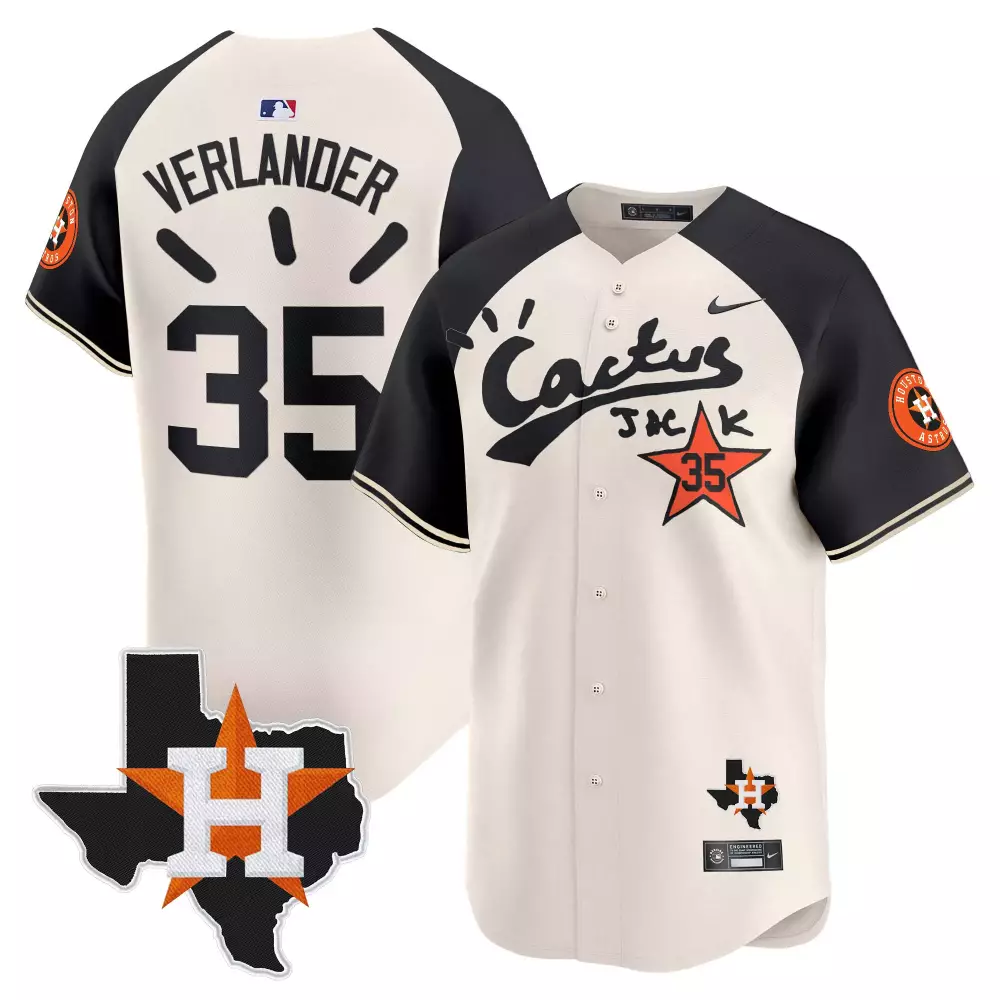 Verlander Cactus 35 Jersey Cream Jack Houston Astros Texas 2023 Men Alternate Black