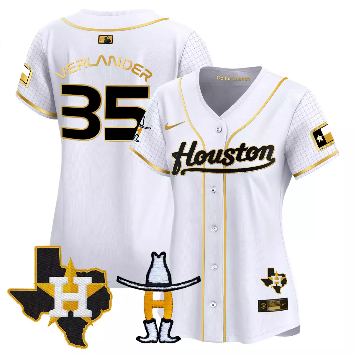 Verlander Space 35 Houston Astros Jersey White City Connect Texas State Flag 2023