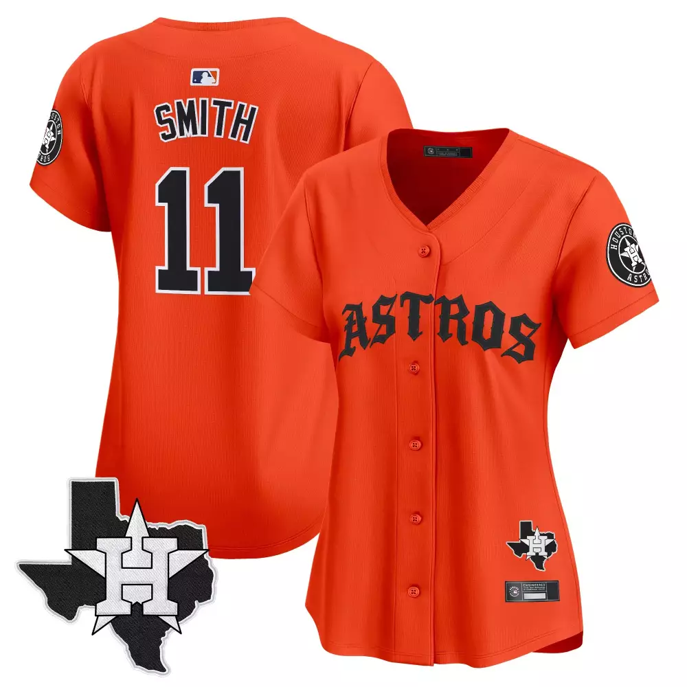 Smith 11 Houston Astros Jersey Orange City Connect Texas Shape Women Black White