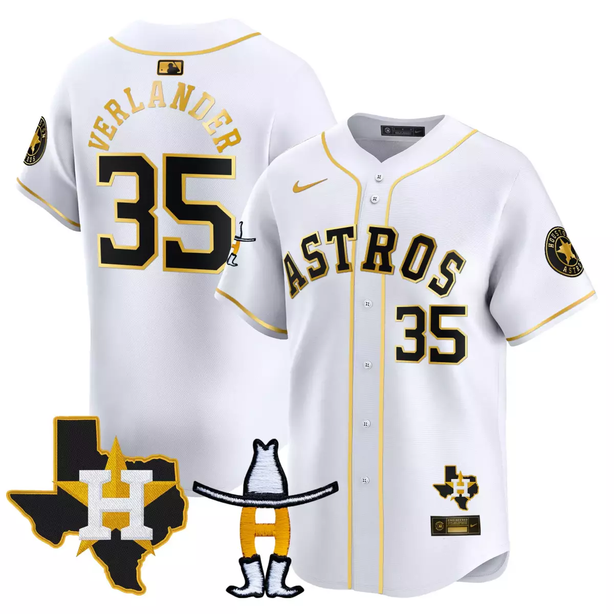 Justin Verlander 35 Astros Jersey White City Connect Texas State Houston Star 2022